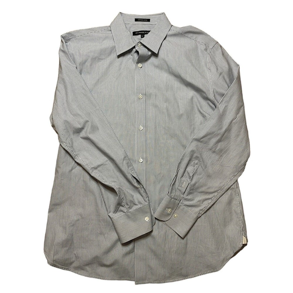 John Varvatos Star‎ USA Mens Sz 16/5 Reg Striped Dress Shirt Superfine Cotton - Picture 2 of 6
